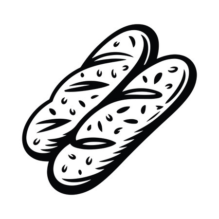 Garlic breadsticks black and white vector illustrationのイラスト素材