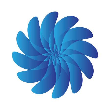Blue spiral pattern gradient abstract flower illustrationのイラスト素材