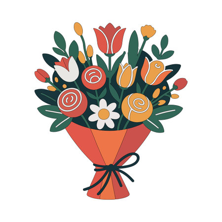 Colorful flower bouquet illustrationのイラスト素材