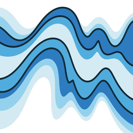 Abstract blue wave glacial flow illustration in varying tonesのイラスト素材