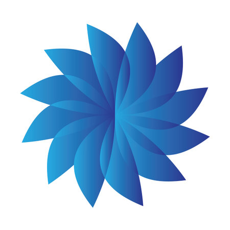 Abstract blue gradient flower design with overlapping petal shapesのイラスト素材