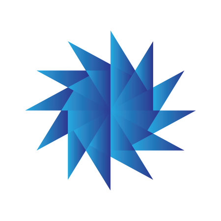 Abstract blue geometric flower design with sharp trianglesのイラスト素材