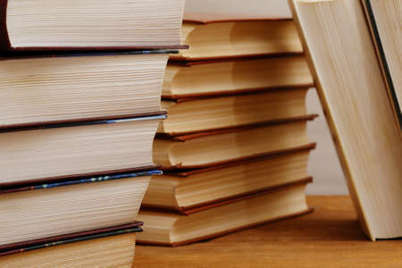 closeup of stacks of booksの写真素材