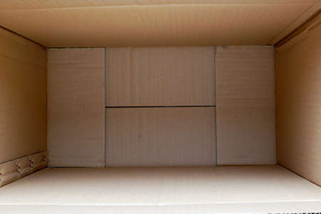 top view of deep empty cardboard boxの写真素材