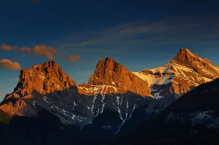 Three Sisters Mountains, Canmore, Alberta, Canadaの写真素材