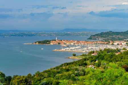 View on the picturesque city of Izola with marina