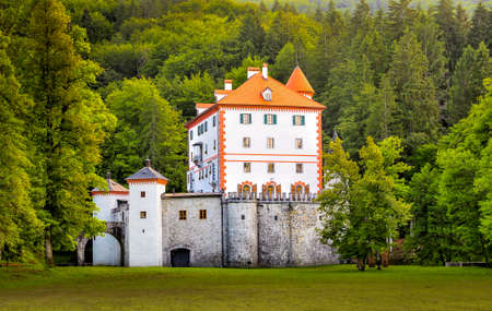 Sneznik Castle, (Grad SneÅ¾nik, SchloÃ Schneeberg); a picturesque 13th-century castle located in LoÅ¡ka Dolina, Sloveniaのeditorial素材