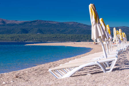 Famous beach Zlatni rat, Bol, Island of Brac, Croatiaの写真素材