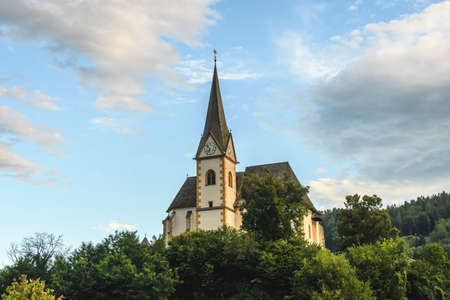 Saints Primus and Felician Church in Maria Worth, Carinthia, Austria on the Wortherseeの写真素材