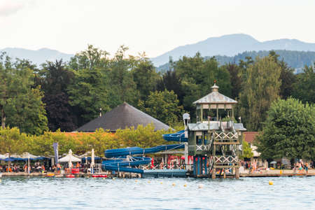 Summer resort Portschach am Worthersee and Lake Worth (Worthersee) in Austriaのeditorial素材