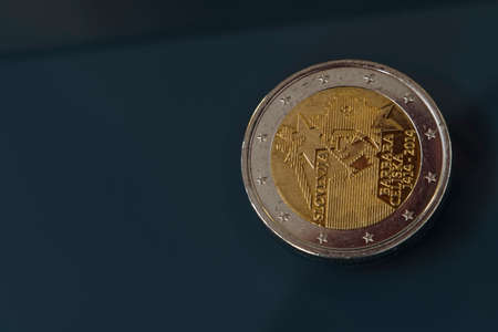 Commemorative 2 EUR coin celebrating the 600th anniversary of coronation of Barbara Celjska, issued by Sloveniaの写真素材