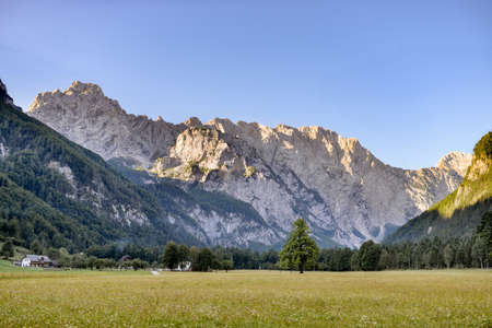 Logarska dolina - Logar valley, Slovenia in sunriseの写真素材