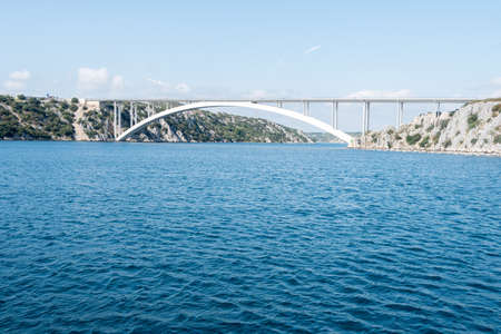 Sibenik bridge and the channel of river Krkaの写真素材