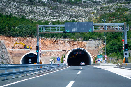 Highway in Croatia with mountains in the background