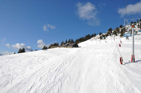 Krvavec, Slovenia - 8 January 2012: Krvavec Alpine Mountain Ski Resort in Slovenia is only 30 minutes away from Slovene capital Ljubljana and a popular destination for wintersports in Sloveniaのeditorial素材