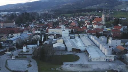 Slovenska Bistrica, Slovenia - Dec 25 2019: Aerial view of Gea Oil Mill in Slovenska Bistrica, Sloveniaのeditorial素材