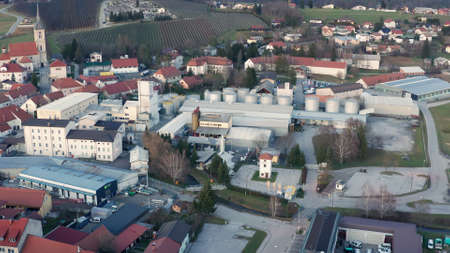 Slovenska Bistrica, Slovenia - Dec 25 2019: Aerial view of Gea Oil Mill in Slovenska Bistrica, Sloveniaのeditorial素材