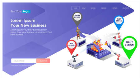 flat isometric vector illustration, fighting fires in a warehouseのイラスト素材