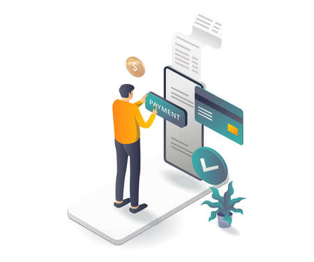 Making Payments online in isometric illustrationのイラスト素材