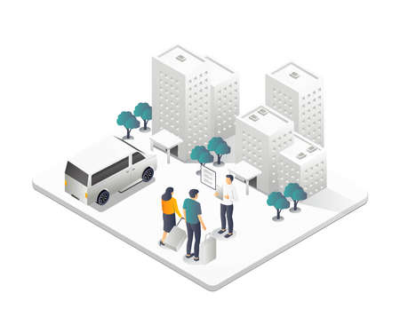 A couple is renting a hotelのイラスト素材