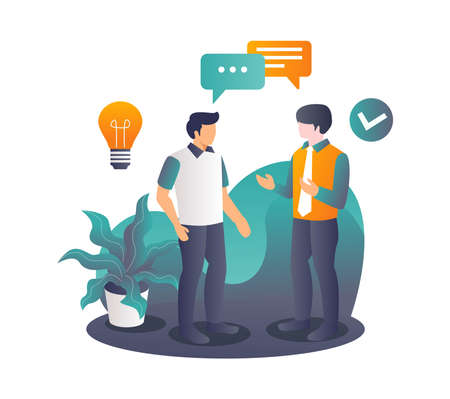 Conversation between boss and employeeのイラスト素材