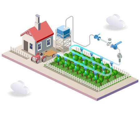 Automated watering plants with artificial intelligence IoTのイラスト素材