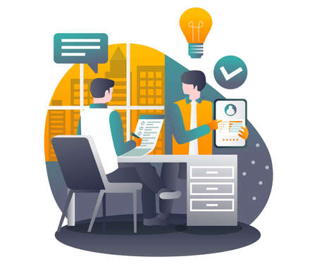 Men show the best reviews to superiorsのイラスト素材