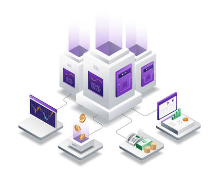 Server trading and bitcoin investmentのイラスト素材