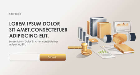 the concept of isometric illustration of court law or business agreementsのイラスト素材