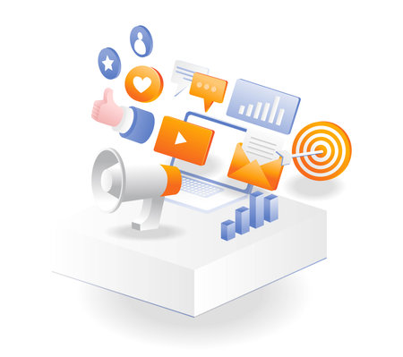 Digital marketing strategy and social media managementのイラスト素材