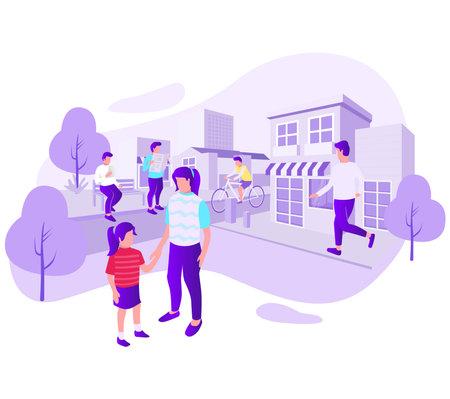 building environment and peopleのイラスト素材