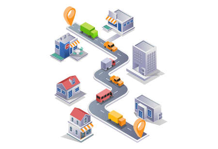 Package delivery truck tripのイラスト素材