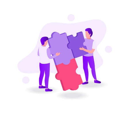 Merge puzzles for a symbol of cooperationのイラスト素材