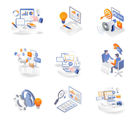 A set of icon bundles for a marketing investment business companyのイラスト素材
