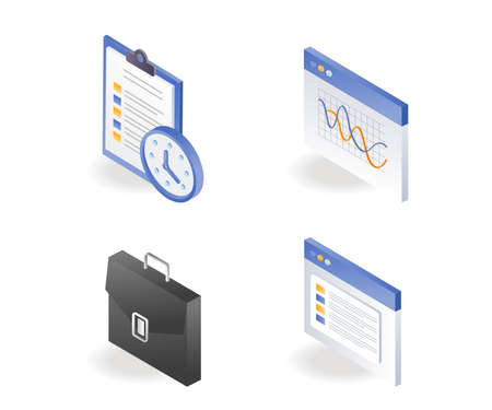 A set of icon data analysis and schedule plansのイラスト素材