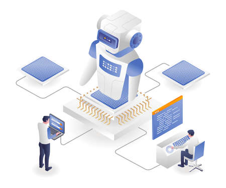 Build robots with artificial intelligence chipsのイラスト素材