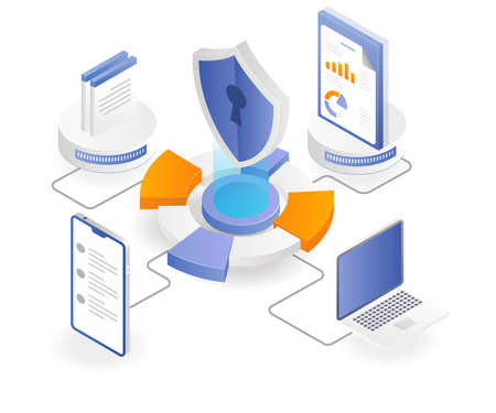 Computer and smartphone data center securityのイラスト素材