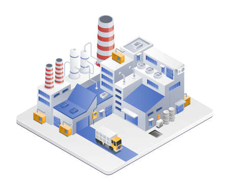 Factory industry with warehouse and production equipmentの写真素材