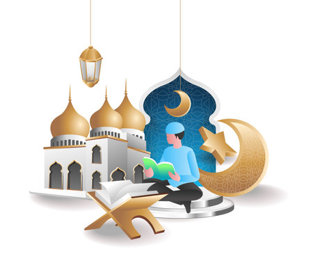 Islamic concept Ramadan kareem illustrationのイラスト素材