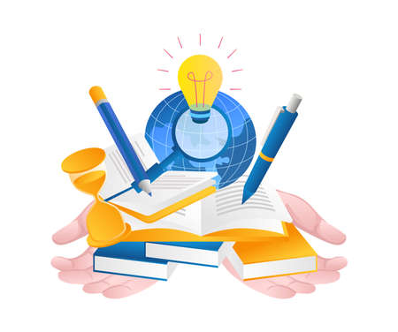 Hands holding globe for back to school symbolのイラスト素材