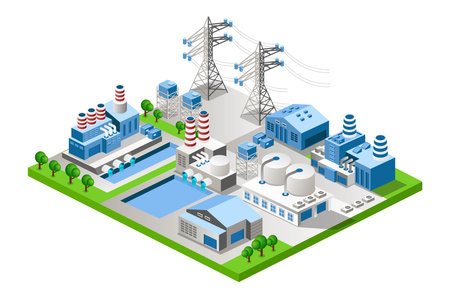 One complex isometric view Warehouse and factoryのイラスト素材