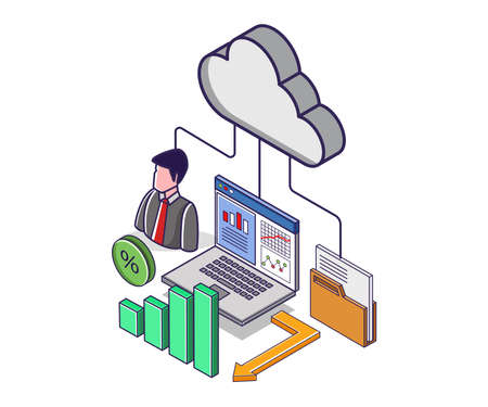 Management business investment cloud serverのイラスト素材
