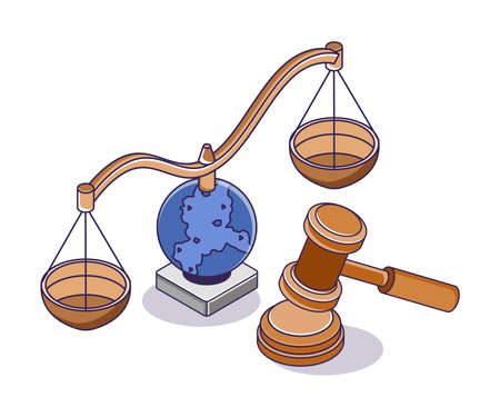 Knock the hammer and the scales of legal justiceのイラスト素材