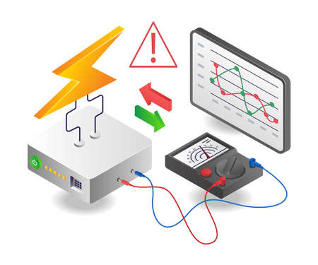 Measuring power adapter voltage analyzer with avo meterのイラスト素材