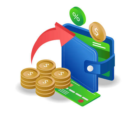 Saving money in walletのイラスト素材