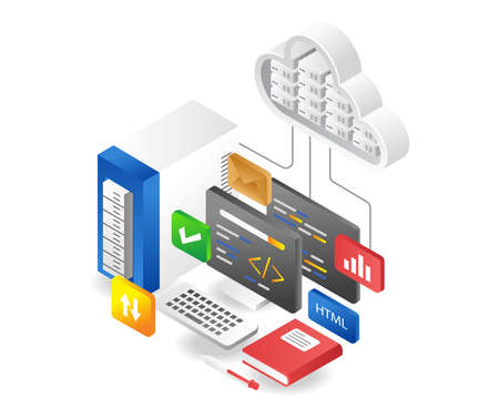 Program language with cloud serverのイラスト素材