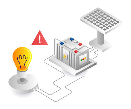 Saving solar panel energy for electricityのイラスト素材