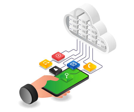 Send smartphone app data to cloud serverのイラスト素材