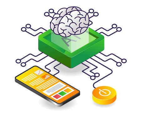 Smartphone artificial intelligence technologyのイラスト素材