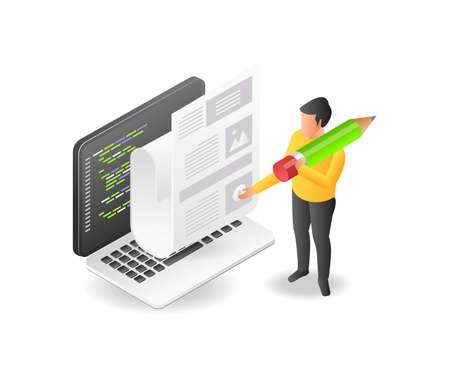 Creative blogger with programming languageのイラスト素材